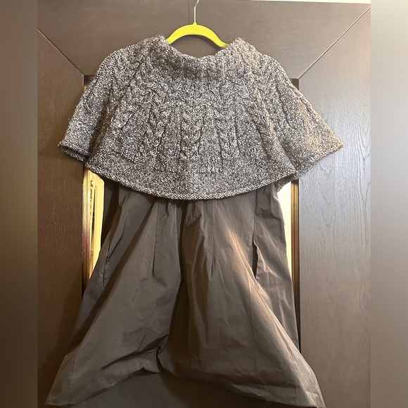 Hache: Italian Couture Wool-Shawled Dress - Picture 3 of 5